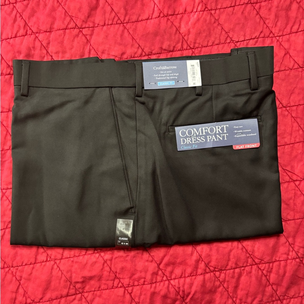 Men’s Croft & Barrow Classic Black Trousers 42 x 30 - NWT
